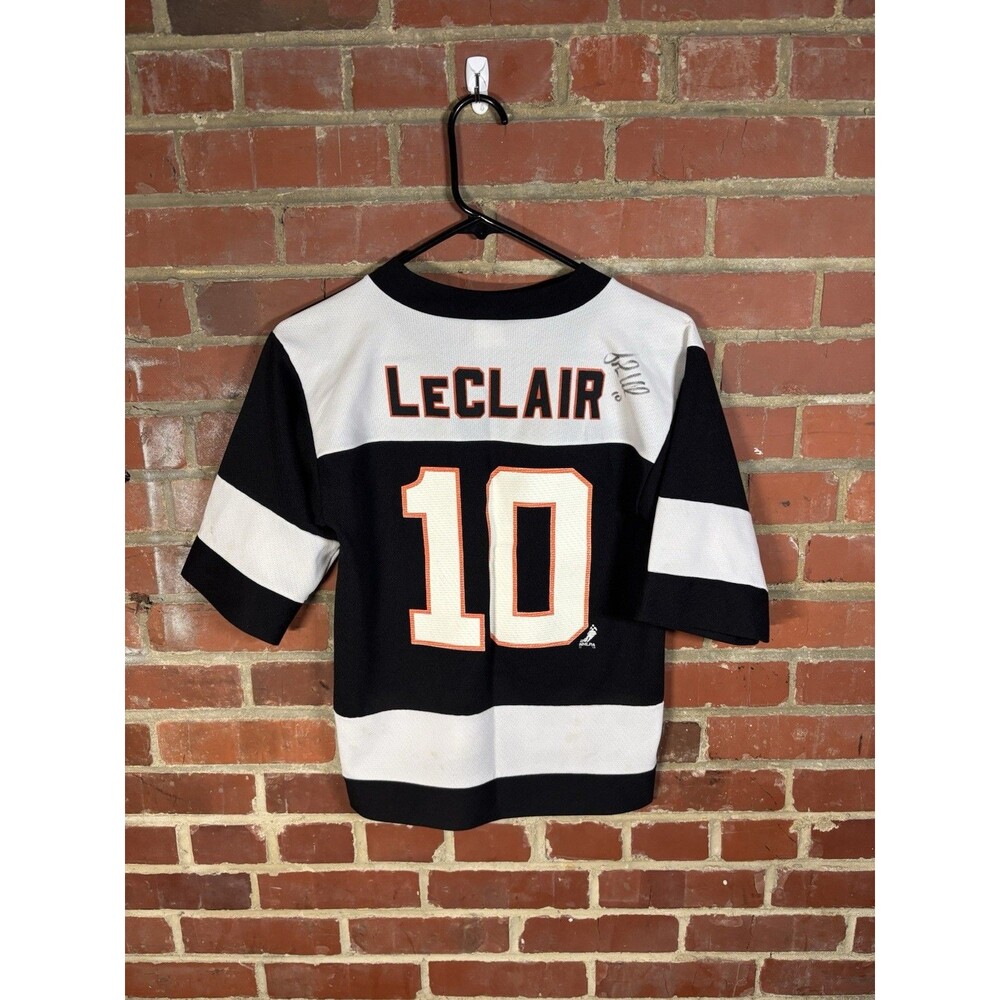 Vintage Y2K John Leclair 10 SIGNED Philadelphia Flyers NHL Jersey Youth 10/12 M